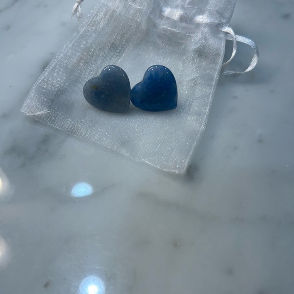 NEW Blue Aventurine heart earrings - Picture 5 of 5